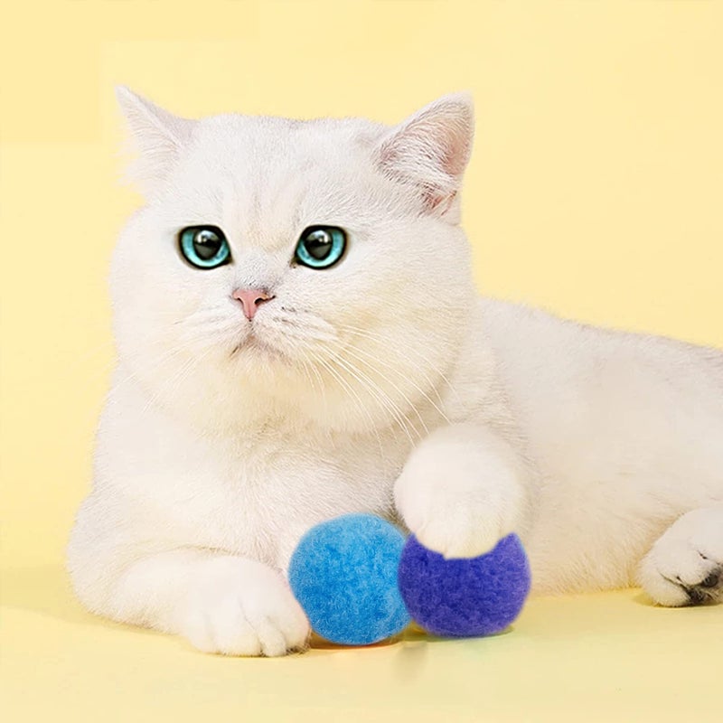 PET SHOW 20Pcs 1.5"/3.8cm Cat Toy Balls Bulk Soft Kitten Pompon Toys Indoor Cats Interactive Playing Quiet Ball Cats Favorite Toy Assorted 10 Colors - Image 4